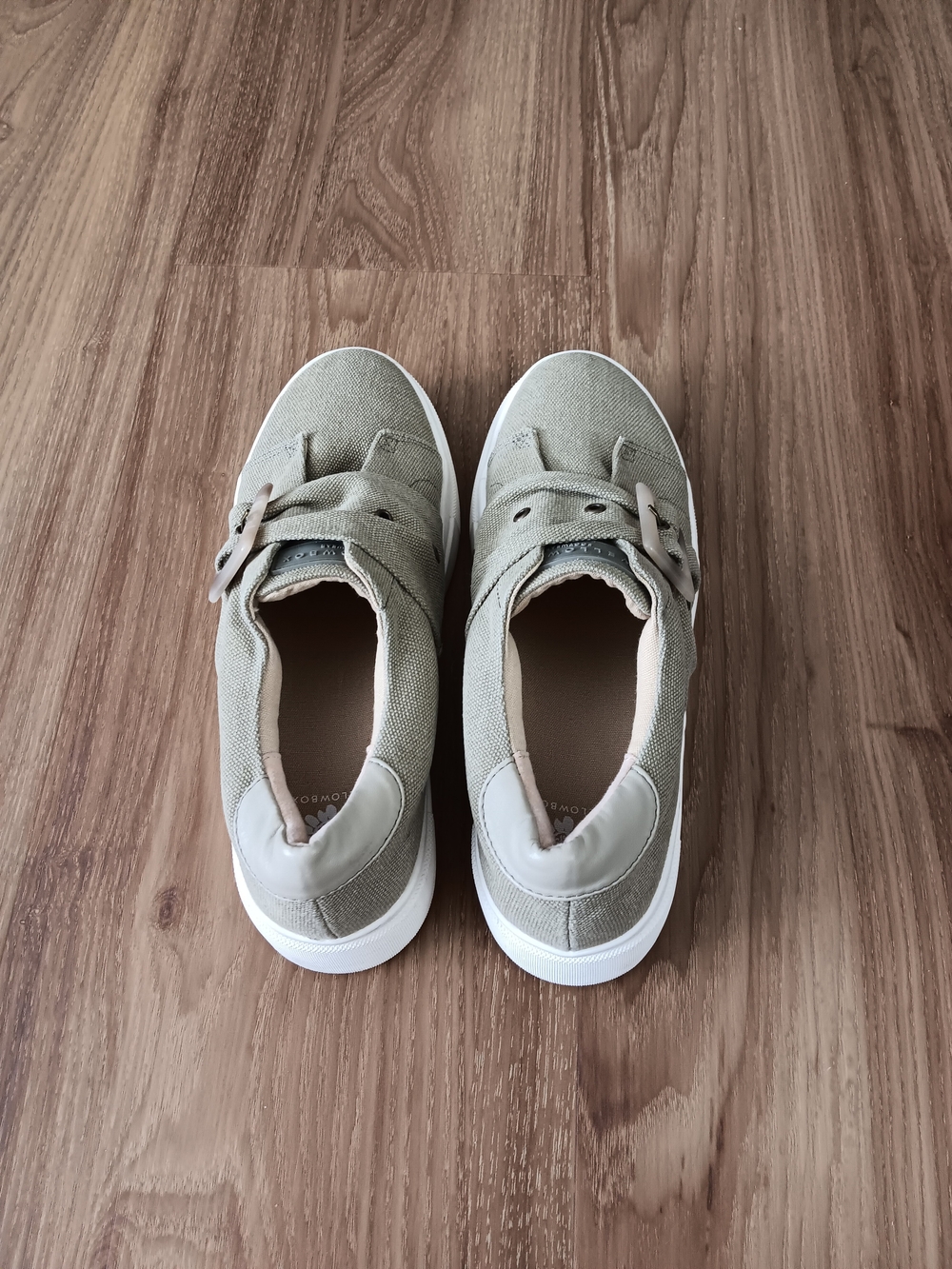 Yellow Box Women's Taupe Canvas Slip-On Sneakers with Buckle - Picture 2 of 7